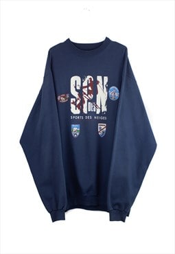 Vintage Sport de Neige Sweatshirt in Blue XL