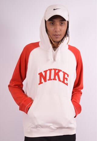 NIKE MENS VINTAGE HOODIE JUMPER XL WHITE 90S