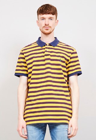 VINTAGE 90'S STRIPED POLO RALPH LAUREN YELLOW POLO T-SHIRT