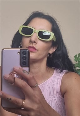 Y2K Lime Green Sunglasses in Square shape