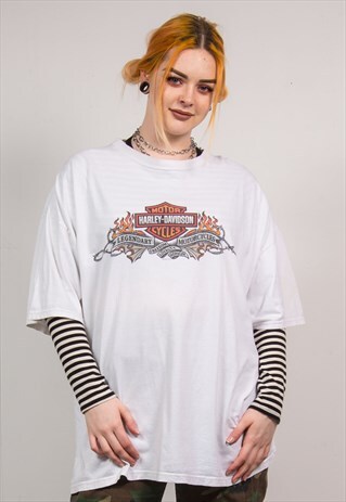 HARLEY-DAVIDSON VINTAGE SKULL PRINT T-SHIRT