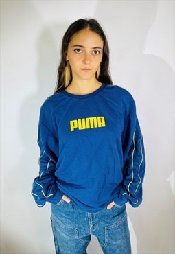 Vintage Size XL Puma Oversized Sweatshirt in Blue