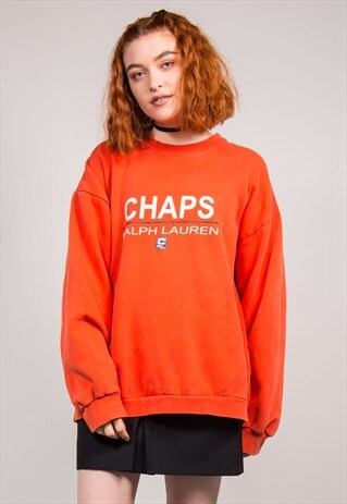 90'S VINTAGE ORANGE RALPH LAUREN CHAPS SWEATER JUMPER