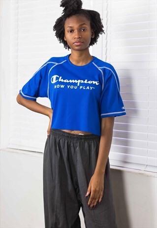 VINTAGE CHAMPION CROP TOP REWORKED LOGO 90S M 4.2