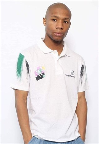VINTAGE SERGIO TACCHINI BIG LOGO POLO SHIRT WHITE
