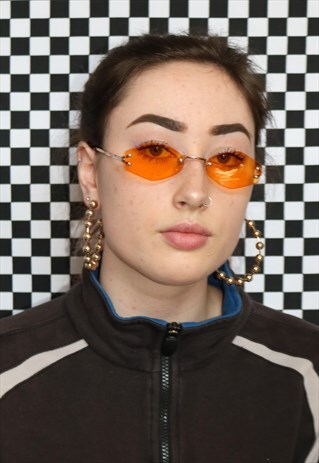 DREAMING SLIM RIMLESS SUNGLASSES IN YELLOW