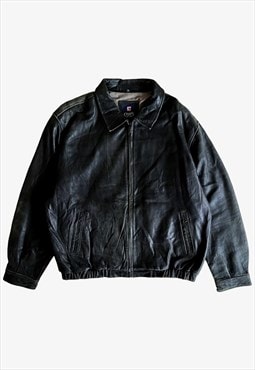 Vintage 90s Chaps Black Leather Driving Jacket