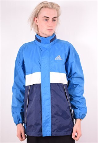 ADIDAS MENS VINTAGE JACKET MEDIUM BLUE 90S