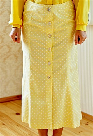YELLOW POLKA DOT VINTAGE SKIRT