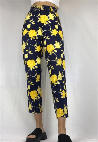VINTAGE HIGH WAISTED FLORAL JEANS