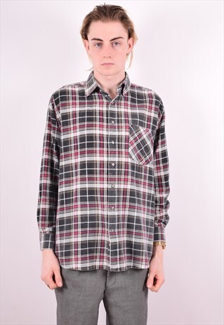 MENS VINTAGE SHIRT LARGE MULTI CHECK 90S