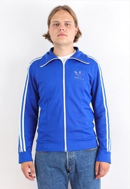 Vintage 70s Mens S Tracksuit Jumper Jacket Sweatshirt Blue
