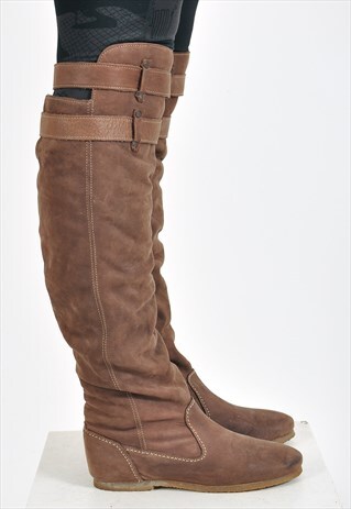 VINTAGE 90'S KNEE HIGH SUEDE LEATHER BOOTS