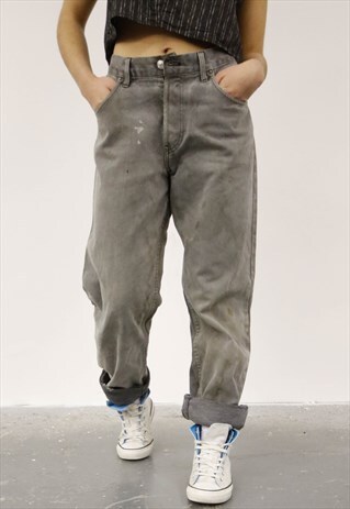 VINTAGE LEVI'S GREY PAINT MOM JEANS