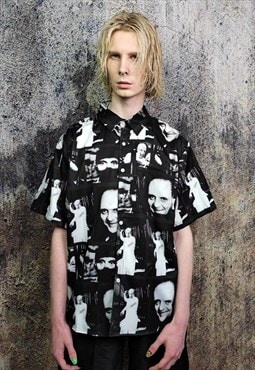 Psycho shirt y2k horror movie print short sleeve top black