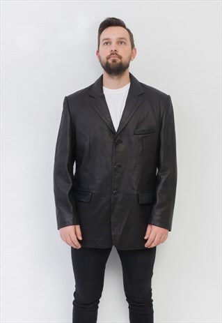ITALLO VINTAGE MENS UK REAL SOFT LEATHER 44 US JACKET COAT