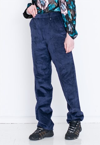 VINTAGE CORDUROY BLUE RETRO BOTTOM TROUSERS