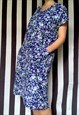 VINTAGE 80S MIDI PURPLE FLORAL SHIFT DRESS, UK18, PLUS SIZE