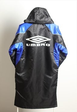 Vintage Umbro Coach Sherpa Lining Logo Coat Black Blue