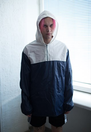 VINTAGE 90'S COLOUR BLOCK RAIN HOODIE