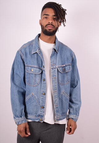 MENS VINTAGE DENIM JACKET LARGE BLUE 90S