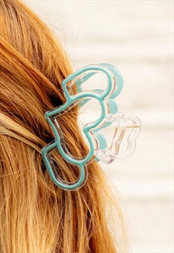 Turquoise Heart Trio Claw Clip