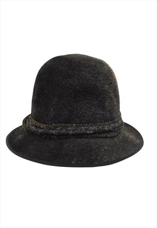 VINTAGE 40S GREY FELT BRIMMED FEDORA HAT