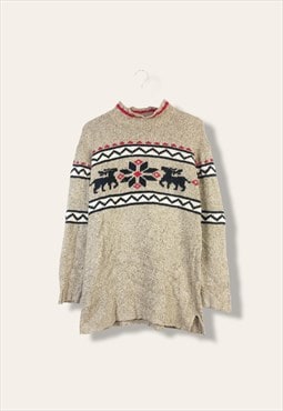 Vintage Jumper Christmas Bauer in Brown M