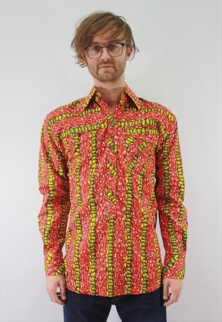 VINTAGE 70'S AMAZING ORIGINAL RED COLORFUL SHIRT