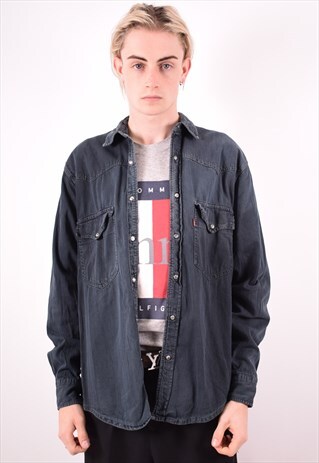 LEVI'S MENS VINTAGE DENIM SHIRT MEDIUM BLACK 90S