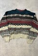 VINTAGE KNITTED JUMPER ABSTRACT PATTERNED KNIT SWEATER