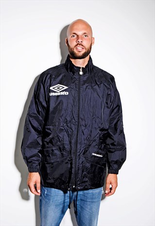 UMBRO big logo windbreaker vintage black sport shell jacket | HOT MILK ...