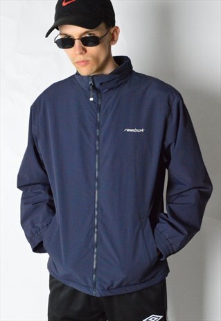 VINTAGE 90S NAVY BLUE REEBOK SHELL JACKET