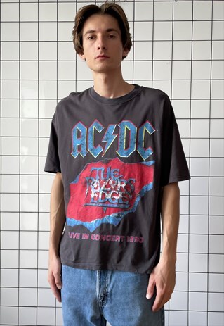 Vintage AC DC T Shirt Graphic Tee Band Tour 1990