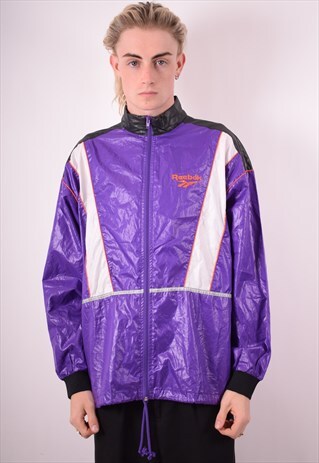 REEBOK MENS VINTAGE TRACKSUIT TOP JACKET XL PURPLE 90S