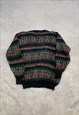 VINTAGE KNITTED JUMPER ABSTRACT LLAMA PATTERNED KNIT SWEATER