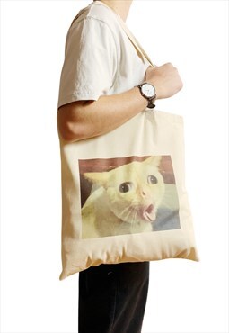 Cat Gagging Meme Tote Bag Funny Kitty Feline Bag Iconic Meme