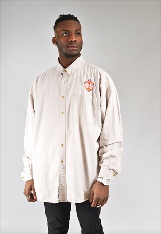 VINTAGE LEE BEIGE PATCH DENIM SHIRT