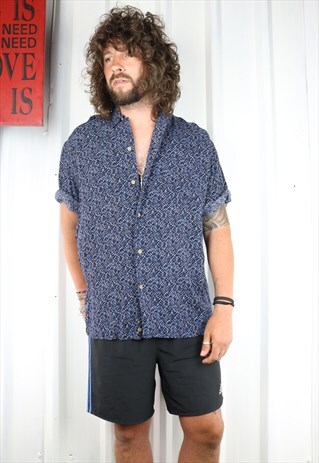 VINTAGE CRAZY PATTERN OVERSIZED SHORT SLEEVED SHIRT