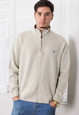 VINTAGE RALPH LAUREN 1/4 ZIP FRONT JUMPER LOGO 90S L19.7