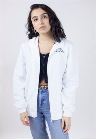 VINTAGE 90'S KAPPA WHITE LIGHT SPORTS JACKET