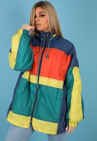 VINTAGE WINDBREAKER JACKET IN MULTI NJ534