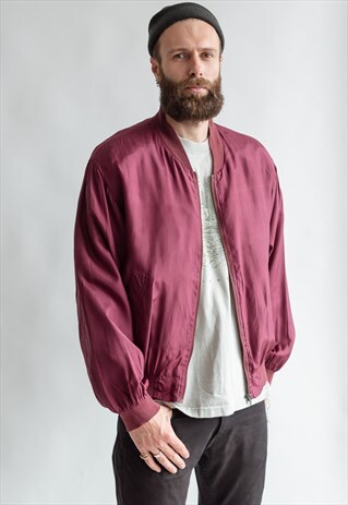 VINTAGE 80S BURGUNDY BOMBER JACKET