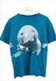 Vintage Habitat Elephant Seal T Shirt Blue Short Sleeve 90s