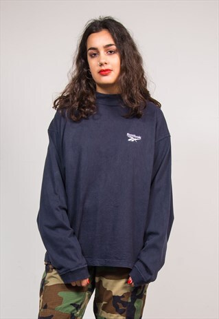 VINTAGE 90'S NAVY BLUE REEBOK LONG SLEEVE T-SHIRT