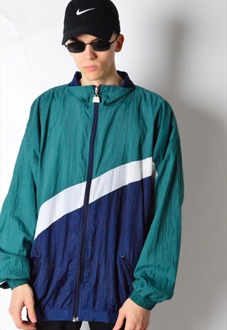 VINTAGE 90S COLOUR BLOCK SHELL TRACK JACKET