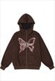 BUTTERFLY GRAFFITI HOODIE VINTAGE WASH PULLOVER GRUNGE TOP