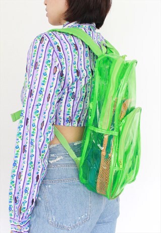 SLIME GREEN PVC RUCKSACK BAG