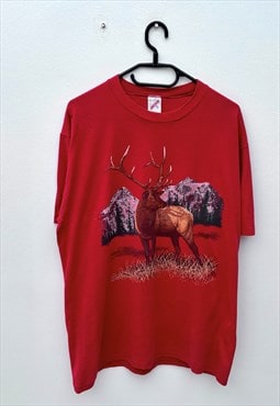 Vintage Jerzees reindeer red 1989 T-shirt large 