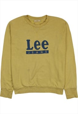 Lee 90's Spellout Crew Neck Sweatshirt Large Yellow